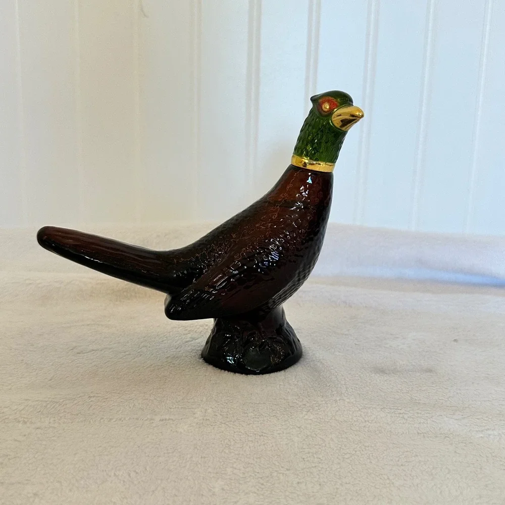 Avon Pheasant Decanter Men 5oz Brown Green Excellent Vintage‎ Glass After Shave